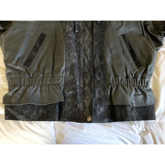 Wilsons Women's Black Leather Thinsulate Zip Out Liner Bomber Jacket Y2K 80s SzL - Picture 15 of 16